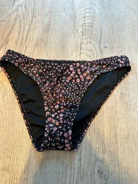 Aeropostale Black Swim Bottoms with Pink Floral Trim